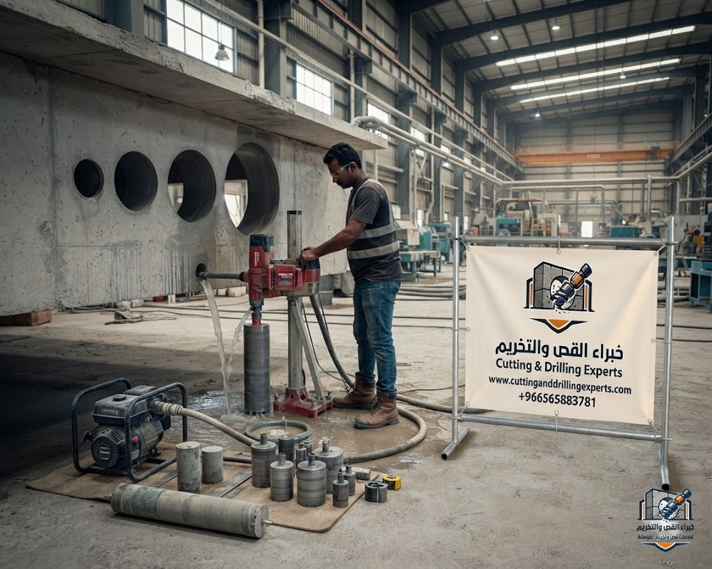 تنفيذ فتحات الكور في الأسقف الخرسانية المسلحة بجدة باستخدام معدات التخريم الماسي المناسبة